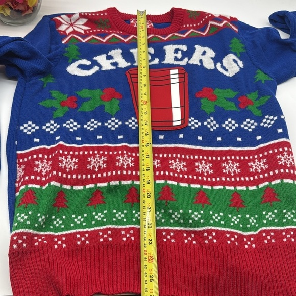 Hybrid Holiday Sweater Cheers Ugly Christmas Sweater Cup Holder Size M - Picture 8 of 8